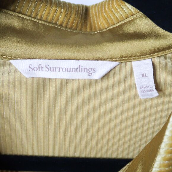 Soft Surroundings Velvet Button Up Size XL‎ Boyfriend Shirt Mustard Yellow Gold - Picture 3 of 6